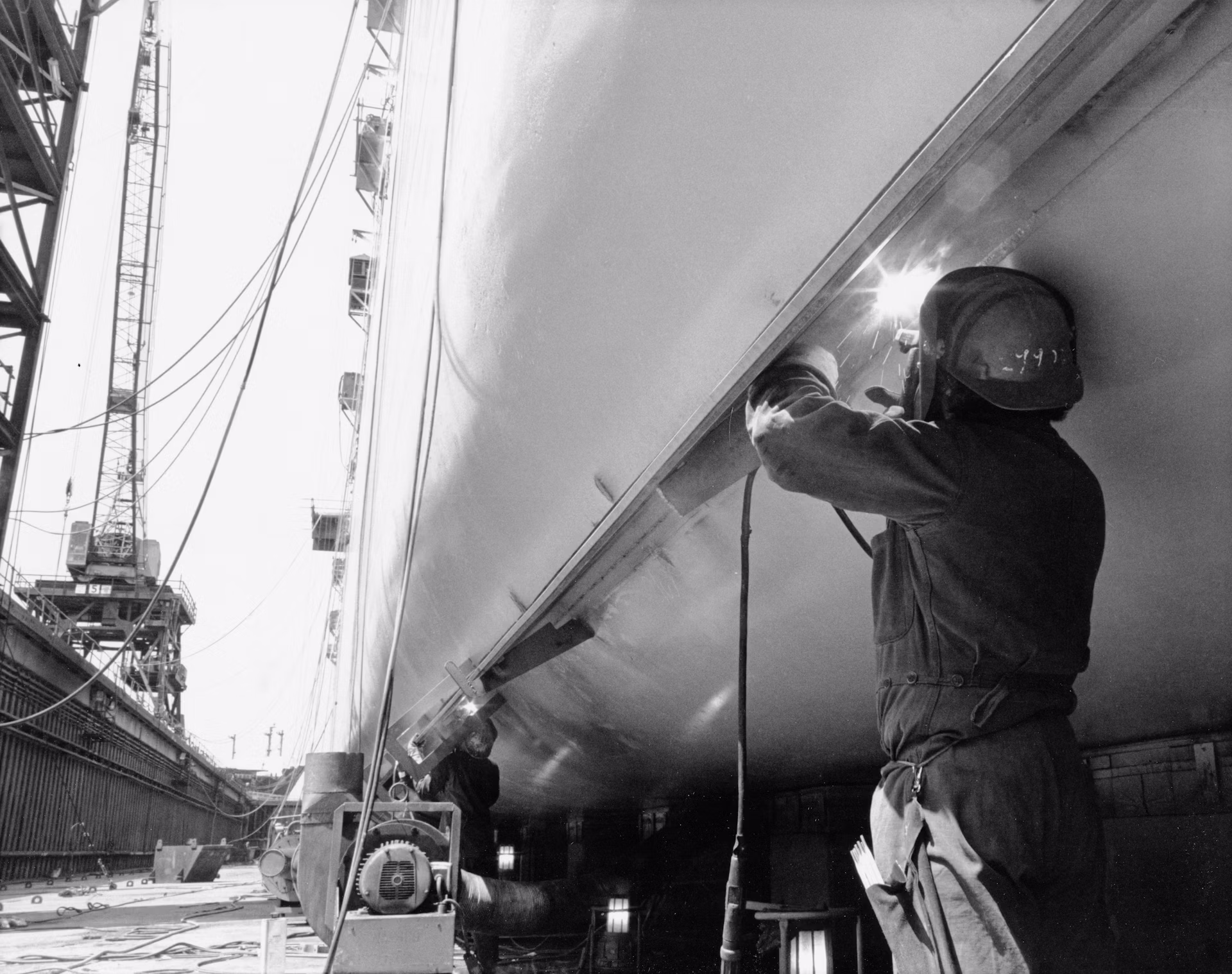 Ship hull in dry dock